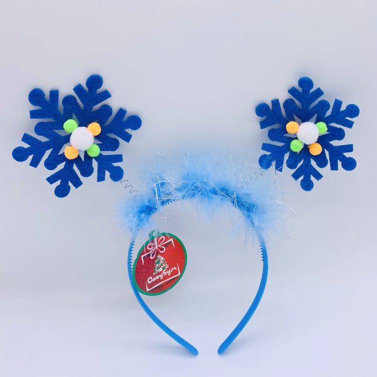 Blue Christmas Snowflake Headbands Head Boppers for Boys Girls Kid Adult, Xmas Headdress Christmas Decorations