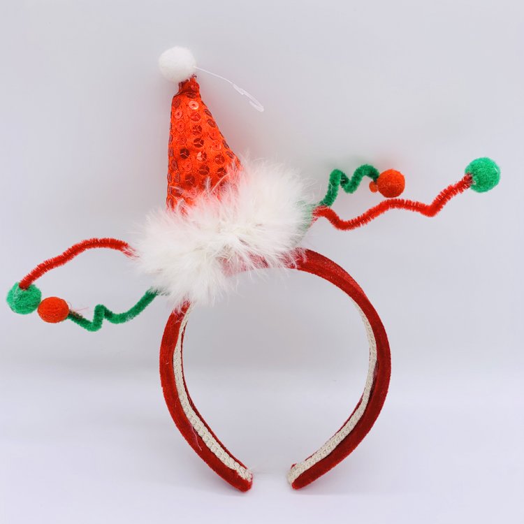 Red Christmas Santa Hat Headbands with Sequin, Xmas Headdress for Boys Girls Kid Adult Christmas Decorations