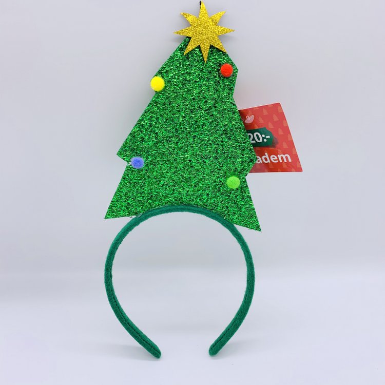 Green Christmas Tree Headbands Hair Band with Gold Star, Xmas Accessories to Wear for Baby Boys Girls Kid