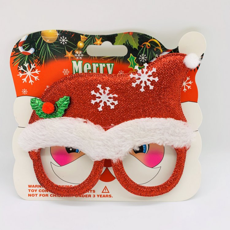 Red Christmas Eyewear Sunglasses Frame with Mistletoe & Snowflake, Xmas Accessories to Wear for Kid Christmas Party Props