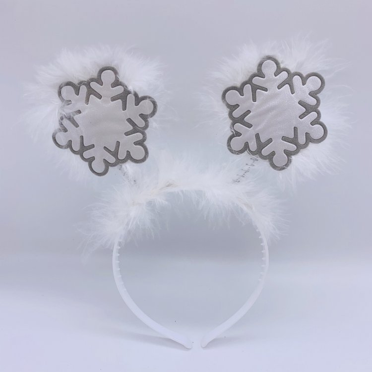 Novelty Xmas Snowflake Headband Head Boppers for Boys Girls Kid, White Christmas Hair Band Headdress Party Props