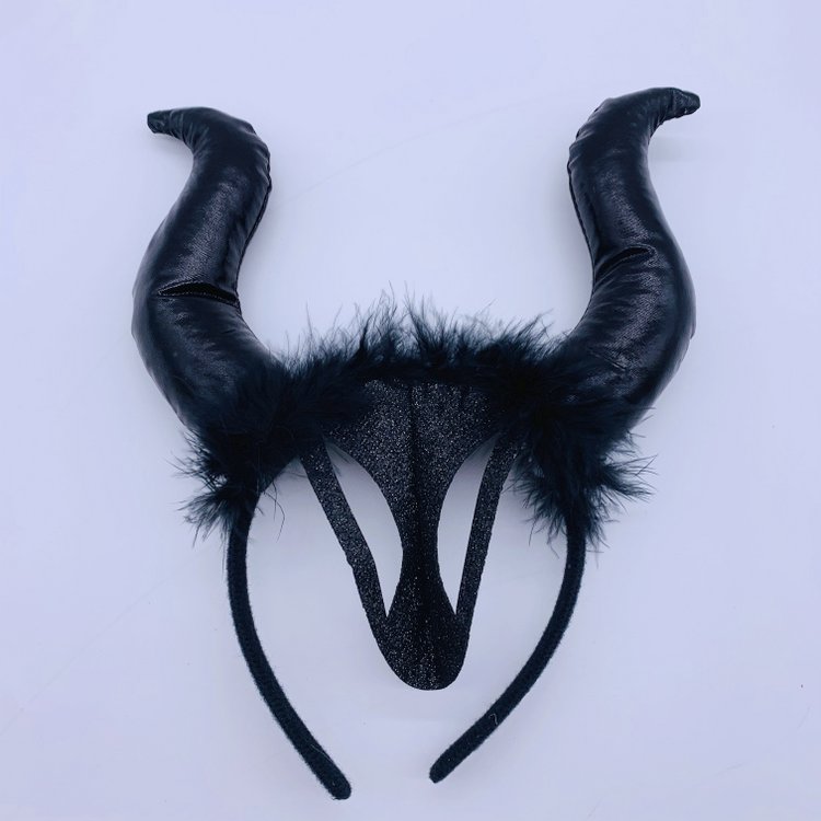 Black Devil Horn Headband Halloween Hair Band for Girls Boys Kids Adult, Halloween Party Costume Accessories