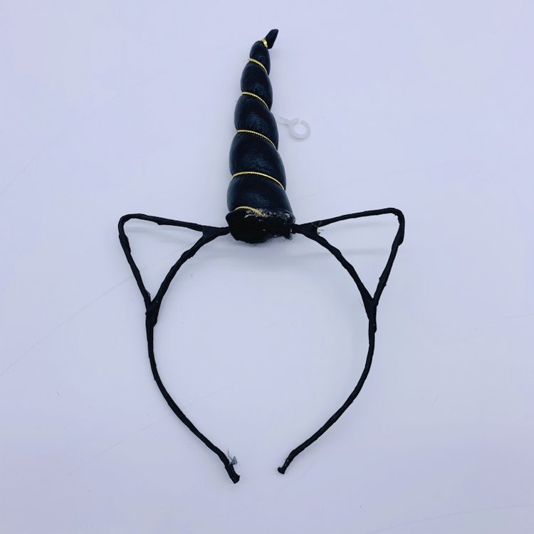 Black Halloween Unicorn Headband Cat Ear Hair Band for Girls Boys Kids Halloween Party Supplies Hair Accessories