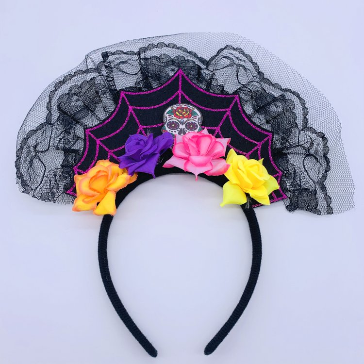 Halloween Headband Hair Band with Spider Web for Kids Adult Halloween Party Costume Accessories