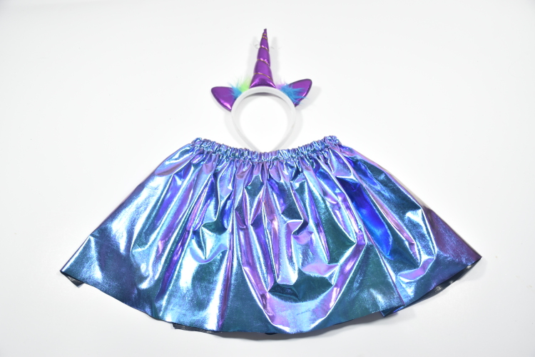 Blue TUTU Skirt + Unicorn Headband Birthday Outfit, 2 PCS Tulle Skirt Set for Toddler Girls