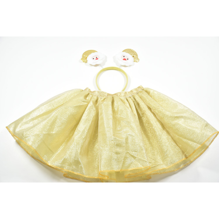 Gold Glitter TUTU Skirt + Head Bopper Birthday Outfit, 2 PCS Tulle Skirt Set for Girls