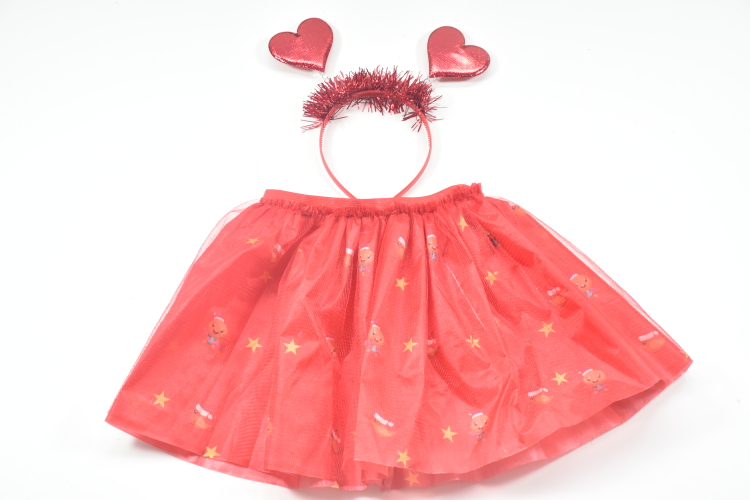 Red TUTU Skirt + Heart Head Bopper Birthday Outfit, 2 PCS Tulle Skirt Set for Toddler Girls