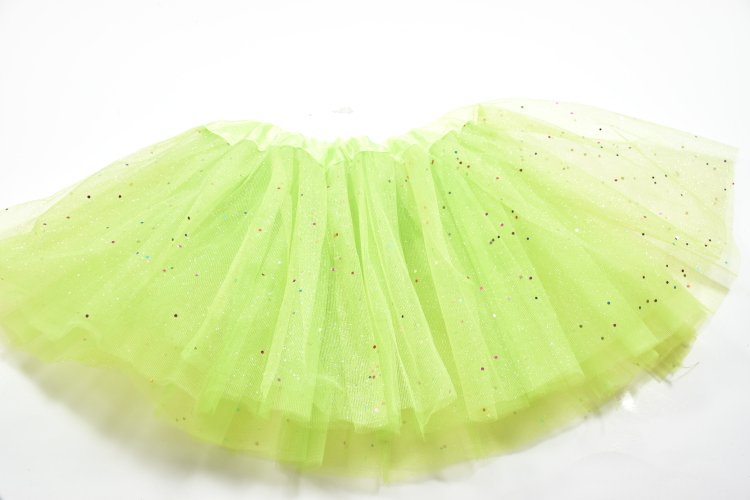 Green Tutu Skirt for Girls Kids, 3-Layer Tulle Princess Dress Shinny Glitter Baby Tulle Skirt