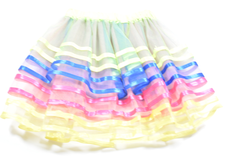 Rainbow 4-Layer Tutu Skirt for Girls, Kids Birthday Party Costumes Accessories
