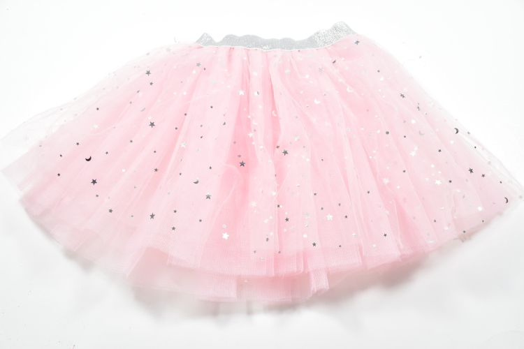 Triple Layer Pink Tulle Skirt for Baby Girls Moon Star Glitter Printed, Kids Tutu Skirt for Girls Dance Skirt Birthday Party Gift