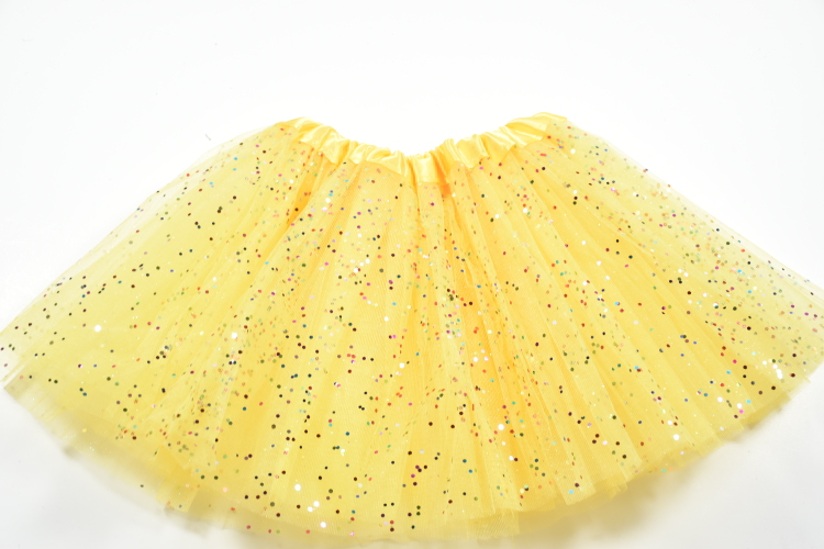 Sparkle Glitter Girls Tulle Skirt Yellow Princess Tutu Skirt for Girls, Kids Dance Skirt Birthday Gift