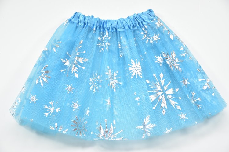 Christmas Tutu Skirt for Baby Girls Snowflake Printed, 3-Layer Blue Girls Tulle Skirt Xmas Party Costumes