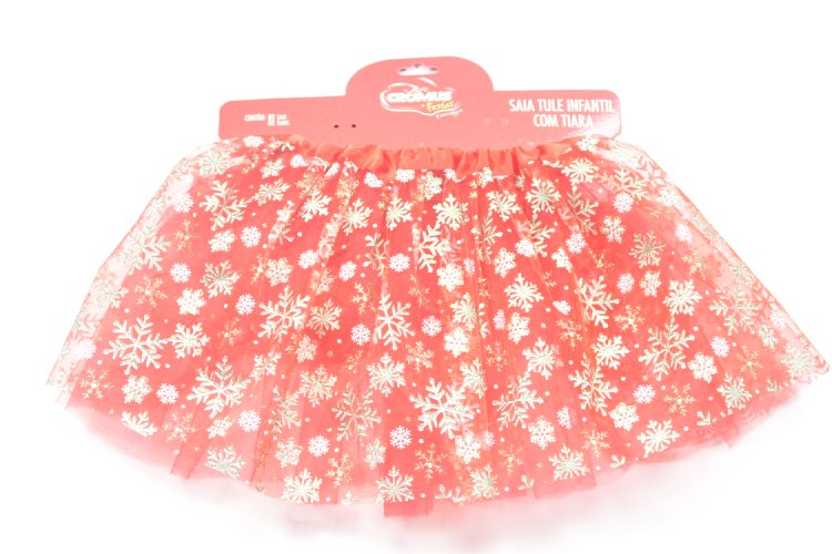 Christmas Tulle Skirt for Baby Girls Snowflake Printed, 3-Layer Red Girls Tutu Skirt Xmas Party Costumes