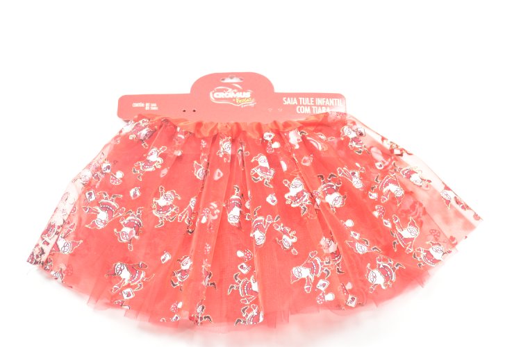 Christmas Tulle Skirt for Baby Girls Santa Claus Printed, 3-Layer Red Girls Tutu Skirt Xmas Party Costumes Accessories