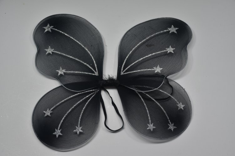 Black Halloween Fairy Wings Butterfly for Kids Glitter, Halloween Party Costumes Accessories