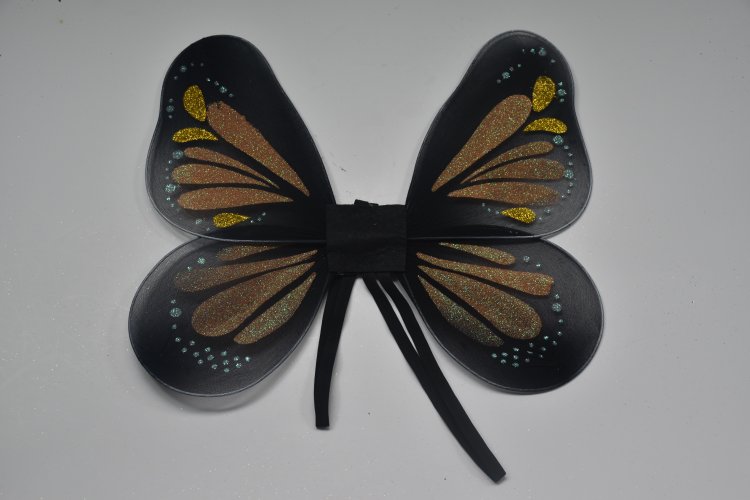 Black Butterfly Halloween Fairy Wings for Girls Kids Glitter Halloween Party Costumes Accessories