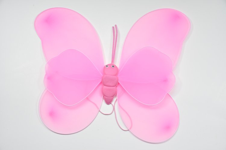 2 Layer Pink Butterfly Fairy Wings for Kids Girls Princess Dress Up Role Play Birthday Party Costumes Accessories