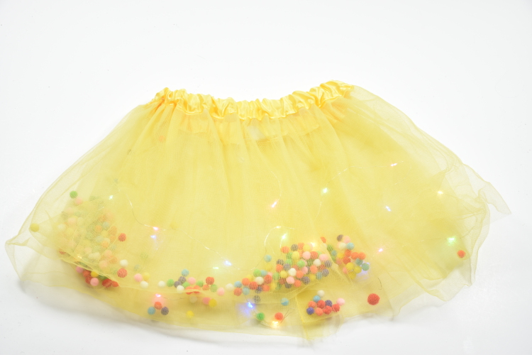Tutu Skirt Baby Girls Tulle Princess Dress 4-Layer Kids Fluffy Ballet Skirt with Little Pom Pom Puff Ball