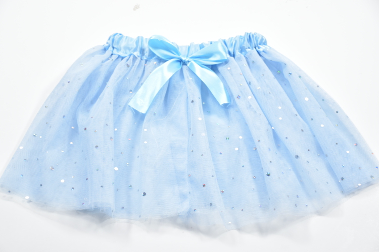 Bow Tutu Skirt Baby Girls Tulle Princess Dress with Sequin 3-Layer Kids Blue Ballet Skirt Birthday Party Outfit