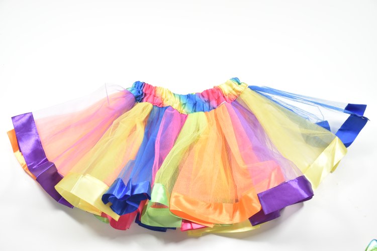 Rainbow Tulle Skirt for Baby Girls Kids Birthday Party Outfit, 3-Layer Girls Tutu Skirt Birthday Gift