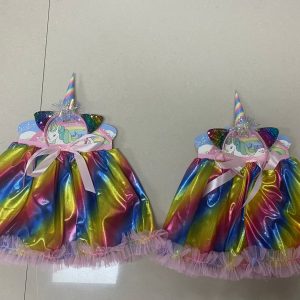 Girls Unicorn Dress Up Set Sequin Unicorn Headband + Rainbow Tutu