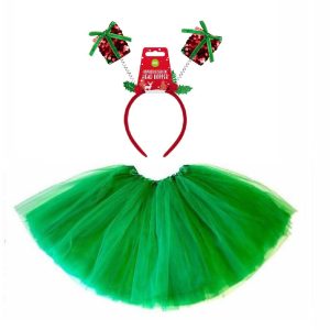 Christmas Tutu Skirt + Headband Dress Up Set for Girls