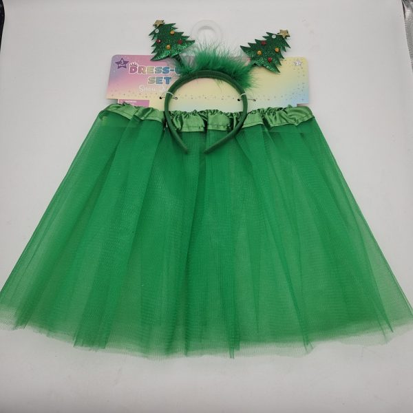 Christmas Tree Headband + Tutu, Christmas Dress Up Set for Girls