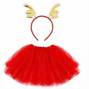 Christmas Tutu Skirt + Headband Dress Up Set for Girls