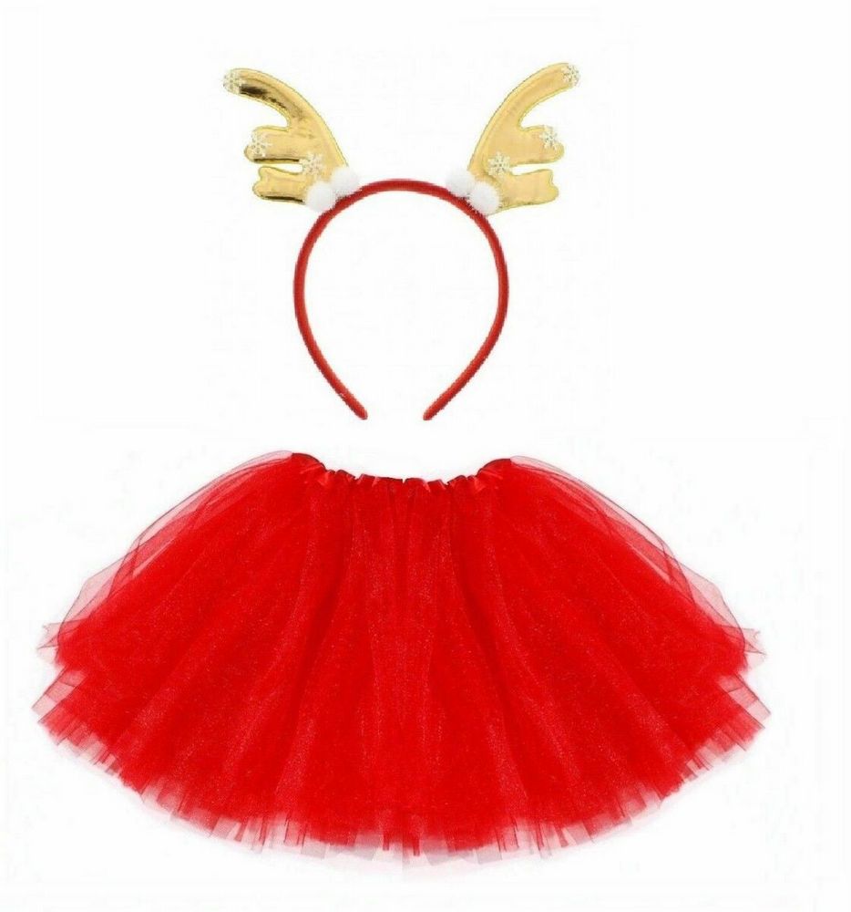 Christmas Tutu Skirt + Headband Dress Up Set for Girls