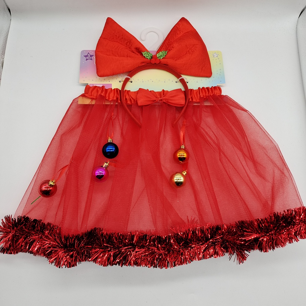 Christmas Tutu Skirt + Headband Dress Up Set for Girls