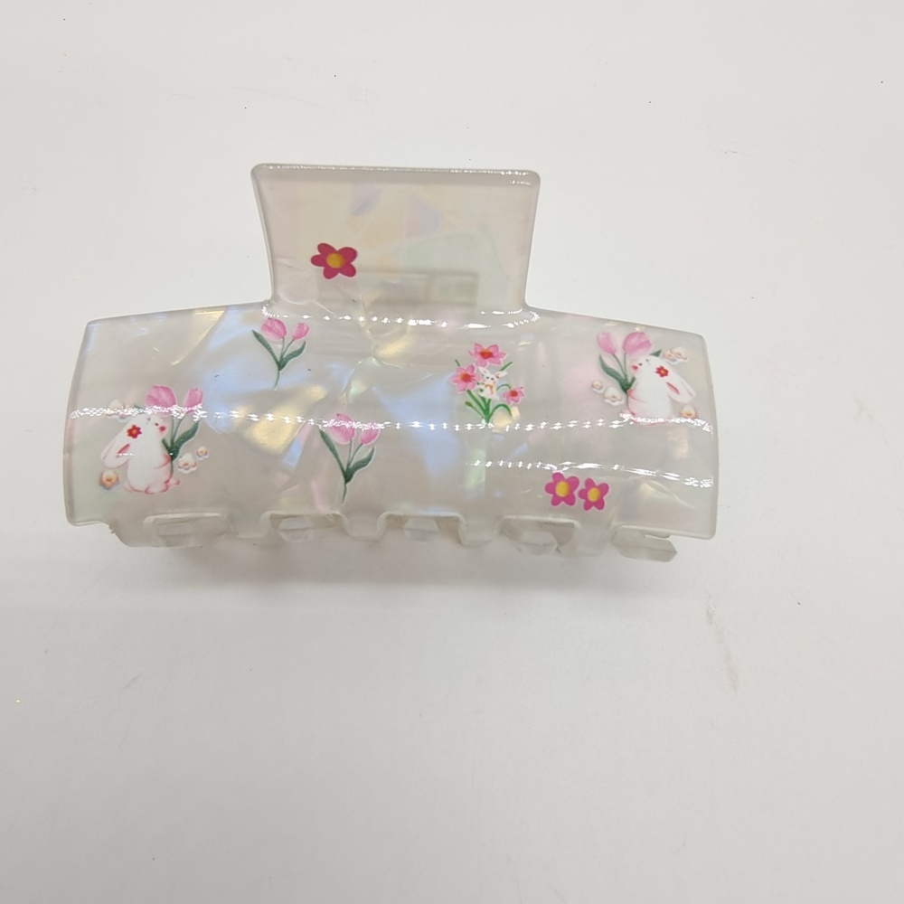 Easter Acrylic Hair Claw Clip with Bunny Printed DL0014